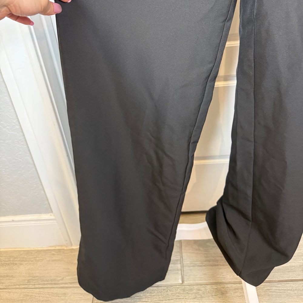 Club L London Portia black sweetheart plunge wide leg feather cuff jumpsuit US 4 - Picture 5 of 11